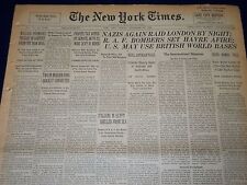 1940 SEPTEMBER 20 NEW YORK TIMES - NAZIS AGAIN RAID LONDON BY NIGHT - NT 180 picture