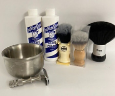 VINTAGE The Haircut & Shave Co Shop Razor Campbell's Shave Cream & Brushes Lot picture