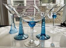 Bombay Sapphire Gin Martini Glass Blue Collectible Barware Party Set Of 6 picture