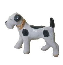 Airedale Terrier Figurine Porcelain Dog White Black spots Japan Granny core picture