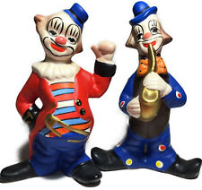 CLOWN FIGURINES HAND PAINTED PORCELAIN LOT OF 2 CIRCUS 6 3/4