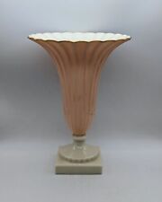Lenox USA Regal Collection Trumpet Art Deco Pink w/ Ivory Bone China Vase 8.75