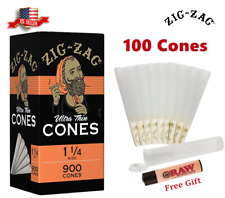 Zig-Zag® Ultra Thin Paper Cones 1 1/4 Size 100 Pack & Free Clipper Lighter US picture