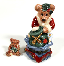 Vintage Boyds Bearware Pottery  Santa Mama and Baby Bear Trinket Box Christmas picture
