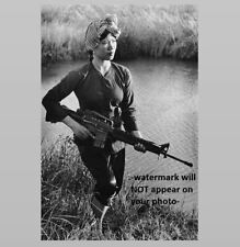 Vietnam War Female Viet Cong  Fighter PHOTO Carries M16 Rifle South Vietnam 72 picture