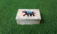 Elephant Pattern Overlay Work Jewelry Box Rectangle Marble Candy Box for Table picture