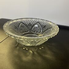 Vintage Clear Bowl Pressed Elegant Serving Dish Indonesia Hearts Rose 7” picture