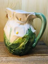 Perfect For Spring & Summer Vintage White Cala Lily Flower Ceramic Pitcher picture