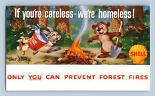 VINTAGE, WALT DISNEY, SHELL. PREVENT FOREST FIRES. POSTCARD. 1A38 picture