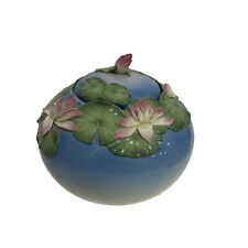 Franz Porcelain  Water Lily / Lilies Covered Biscuit Jar / Bowl With Lid picture