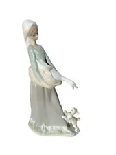 Nao By Lladro Woman Figurine, Woman With A Goose And Dog, Large picture