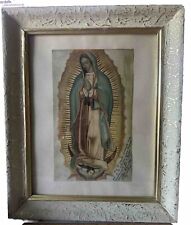 Mother Mary Praying Hands Angel Religious Print Ornate Frame Dedication Message picture