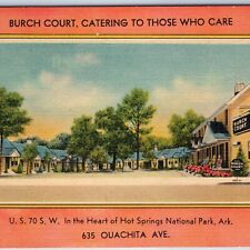 c1940s Hot Springs, AK Burch Court Motel Park Cottages Advertising US 70 PC A219 picture