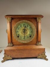 Antique Ingram Oak Kitchen Parlor Mantle Victorian Clock For Repair picture