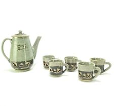 Vintage Somayaki Ware Coffee / Tea Pot w/ (5) Cups / Mugs - 7pc Lot picture