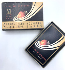 1933 Chicago Worlds Fair Playing Cards Black Souvenir 53 Views Complete picture