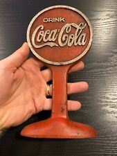 Coca Cola Door Stop Cast Iron Solid Metal Patina Doorstop Soda Coke Collector picture