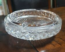 Vintage Heavy Clear Glass Ashtray 7” Round  Mid-Century Modern Starburst Base picture