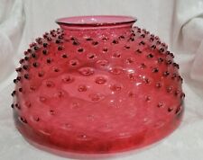 ANTIQUE SANDWICH ELONGATED HOBNAIL LIBRARY CRANBERRY DOME LAMP SHADE c1880 13,5