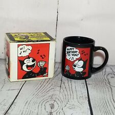Applause 1989 Felix The Cat Happy Birthday To You Ceramic Black Coffee Mug & Box picture