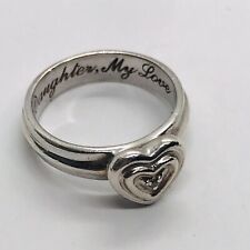 SIZE 6 5g 925 STERLING SILVER DESIGNER HEART MY DAUGHTER MY LOVE DIAMOND RING picture