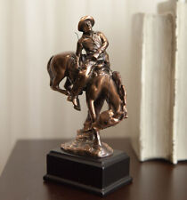 Ebros Rustic Western Rodeo Cowboy W/ Bucking Horse Bronze Electroplated Figurine picture