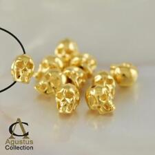 Human Skull Bead 5.95 mm Gold Vermeil over Solid Sterling Silver Handmade 0.55 g picture