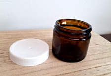 2 oz Round Amber Glass Jars (24 pack) with white ribbed lids picture