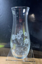 Vtg Pasabahce Clear Glass Vase With Etched Floral Motifs Turkey 7
