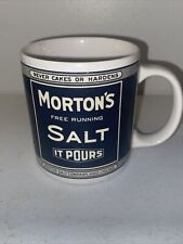 Vintage Morton Salt Coffee Mug Cup Blue White Advertising picture