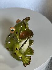 SHOUTING SITTING FROG TRINKET BOX BY KEREN KOPA, CRYSTALS, COLLECTION PIECE picture