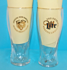 Set of 2 Chicago Bears Miller Lite Beer Fine Pilsner Beer Glass GOLD Rim 7