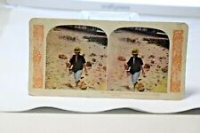 Antique 1905 Stereoscope Stereoview Card #188 Hawaiian Woman Catching Peeheai picture