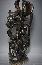 African Tanzanian Wood Art Sculpture Joakim Snake Design  picture