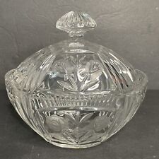 “Crystal Clear” 24% Lead Crystal Candy Bowl Lidded Bowl Floral Made In Poland picture