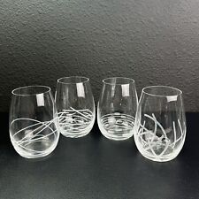 4 Vintage Riedel Stemless Crystal ETCHED Wine Glass set of 4 from Germany 3.5