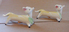 Vintage Long Fox Salt & Pepper Shakers Yellow Green Japan 4.75 Inches picture