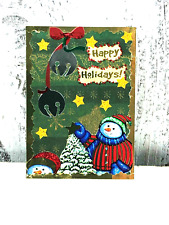 HAPPY HOLIDAYS FROM THE SNOWMAN - ACEO TRADING CARD ARTIST UNKNOWN HAND-MADE picture