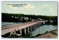 1913 Erie Canal Crossing Mohawk River Bridge Scene Schenectady NY House Postcard picture