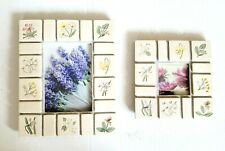 Lovely Pair of Malden Hand Painted Ceramic Floral Tile Photo Frames picture