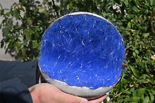 1pc Natural Blue Needle Ironstone Carved Sphere Open Mouth Crystal Ball Reiki picture