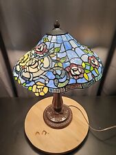 Stained Glass Table Lamp Vintage Floral Design Jeweled 21