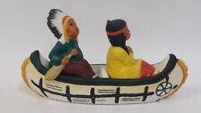 Vintage Lefton Non Native American Couple Paddling in Canoe Salt Pepper Shakers picture