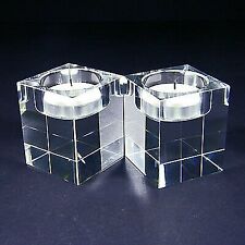 Crystal Tea Light Holders (Square) 2.3'' 60mm, 2 pc pkg w Gift Box picture