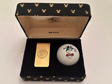 Vintage Disney Golfing Mickey Mouse Gold  Toned Metal Money Clip & Golf Ball picture