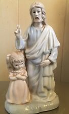 Vintage Glazed Ceramic Jesus And Child Statue Vintage 8'' picture