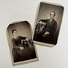 Antique CDV Photograph Lovely Mature Couple Man Woman Lot Of 2 picture