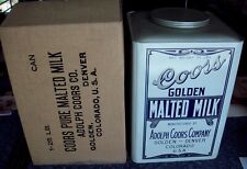 Mint Coors Malted Milk Tin, Large 25 Pound Size, Original Shipping Box, Colorado picture