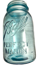 Rare Vintage light blue Aqua color Ball Perfect Mason Jar 1910-1923 #9 NO LID picture