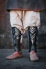 Medieval LARP Armor Legs Protection - Blackened Dwarven Greaves - Steel picture